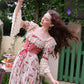 French Pastoral Retro Lace Print Herringbone Long Sleeve Dress Homecoming Dress R5165