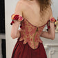 French Retro Red Fishbone Corset Skirt Homecoming Dress R5160