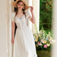 French pastoral white big swing fishbone dress long little white dress homecoming dress R5155