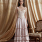 French ruffled satin pink long skirt homecoming dress R5154
