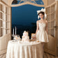 French Princess Dress White Sleeveless Herringbone Dress Homecoming Dress R5162