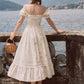 French design pastoral style printed slim fishbone corset dress homecoming dress R5163