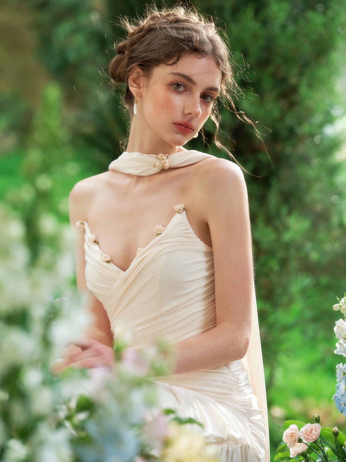 French romantic pure white design tube top dress custom fabric niche high-end homecoming dress R5141