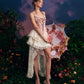 French sweet suspender suit fishbone corset waist slim lace skirt short homecoming dress R5150