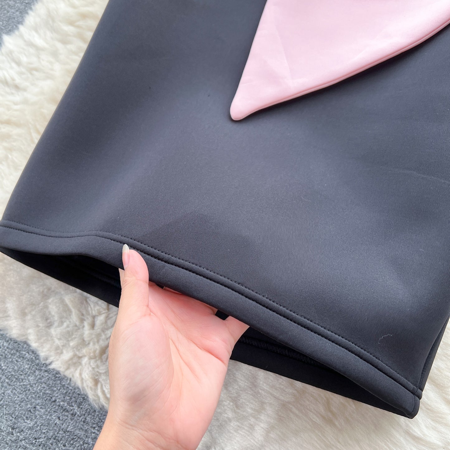 French style tube top dress summer three-dimensional bow slit waist slim dress R2303