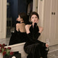 Retro halter neck velvet dress 2025 sexy temperament hip fishtail dress R1493