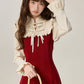 French girl style fake two piece red dress female 2025 new style skirt R1963