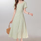 Summer fresh and sweet green plaid dress for women with waist-length dress R1964