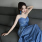 Dress blue wedding banquet high-end banquet temperament slim tube top dress R1624