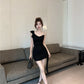 French suspender skirt women's summer petite pleated hip skirt irregular dress R3151