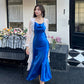 Acetate suspender dress 2025 new style wear texture high-end A-line temperament slim long skirt R0995