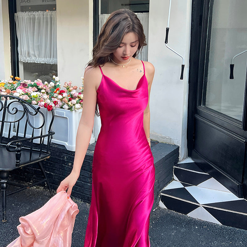 High-grade triacetate suspender dress exquisite dress lady temperament dress slim fit R0986