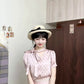 Wear a gentle and elegant pink polka dot long-sleeved shirt and skirt two-piece suit R0897