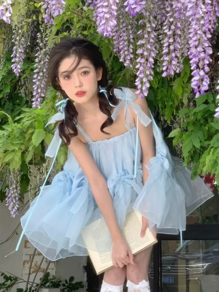 French ballet style dopamine outfit Disney princess skirt puffy suspender dress summer R1643