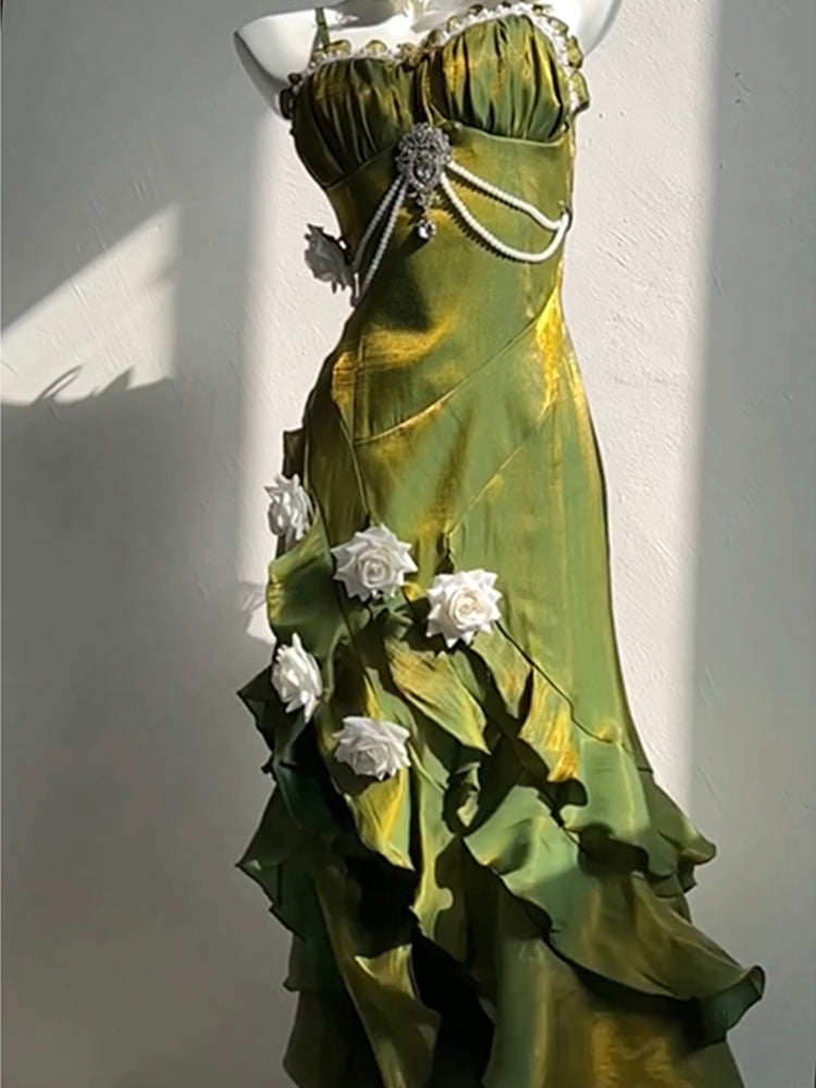 Atmosphere wear niche design rose birthday evening dress suspender fishtail skirt R1668