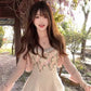 Flower suspender dress gentle and sweet style temperament waist A-line short skirt R0812