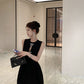 Temperament little black dress bow vest dress waist A-line small dress R0536