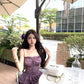 Sexy purple suspender dress with elegant waist and slimming A-line short skirt R0541