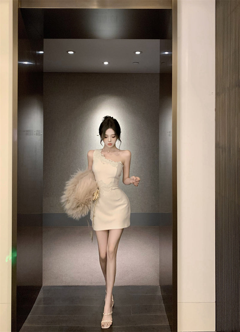 Sexy slim fit hip skirt with off-shoulder dress R0539