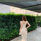 Temperament V-neck three-dimensional flower suspender dress with waist and slim fit hip skirt R0540