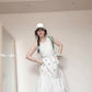 Sleeveless vest floral dress gentle temperament waist A-line long skirt R0709