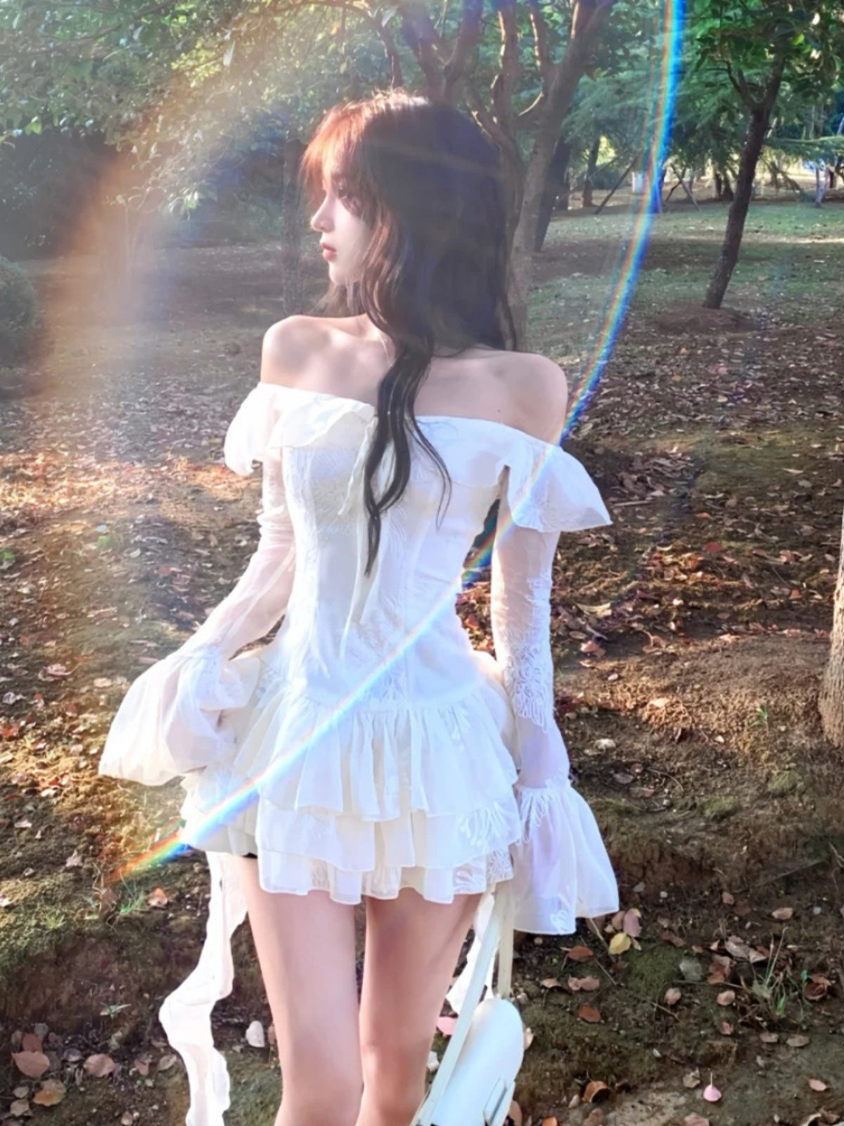 Summer New French One Shoulder Skirt Sweet Heavy Industry Ribbon Irregular Dress Short Skirt Homecoming Dress R2998