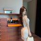 French sexy style irregular tassel skirt dress low-cut slim backless stitching slim hip skirt R3667