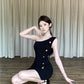 One-shoulder royal sister design little black dress waist slimming hip short dress R3713