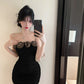 Three-dimensional flower pure sexy dress one shoulder high-end design slimming vest short skirt R3714