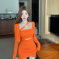 Irregular hot girl style off-shoulder slim drawstring sexy tube top dress R3669