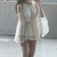 Temperament three-dimensional flower halter neck dress beautiful waist A-line short skirt R0653