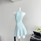 Blue halter dress with slim waist and pure desire style hot girl short skirt R2026