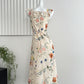 Chiffon Ruffle Print Flying Sleeves Dress Midi Sleeveless Fishtail Skirt R2113