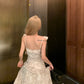 French style small flying sleeve irregular ruffle dress new style seaside holiday dress R0033