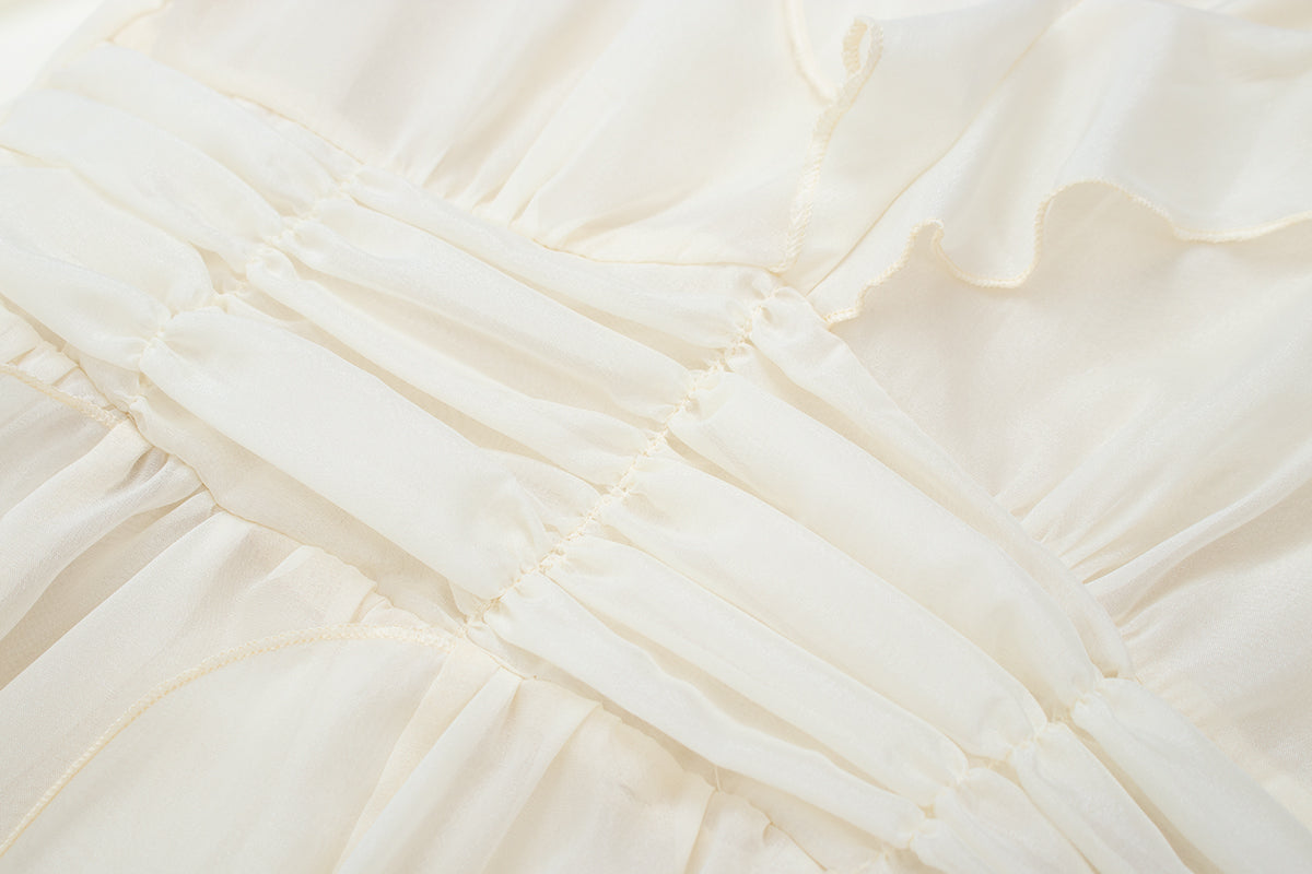 Gentle style 2025 new spring and autumn waist fairy long-sleeved dress R0034