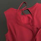 French retro little red dress with hollow back and tie-up pleated sleeveless vest dress R0037