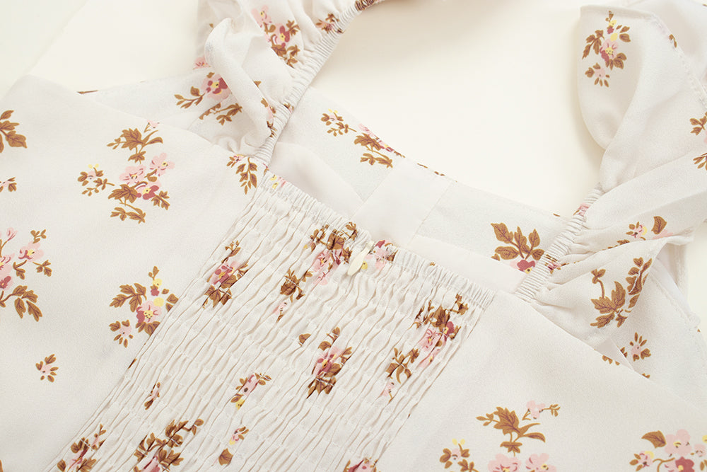 French tea dress 2025 new temperament floral dress holiday slit chiffon suspender dress R0054