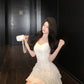 Gentle style v-neck ruffled suspender dress temperament waist A-line short skirt R0594