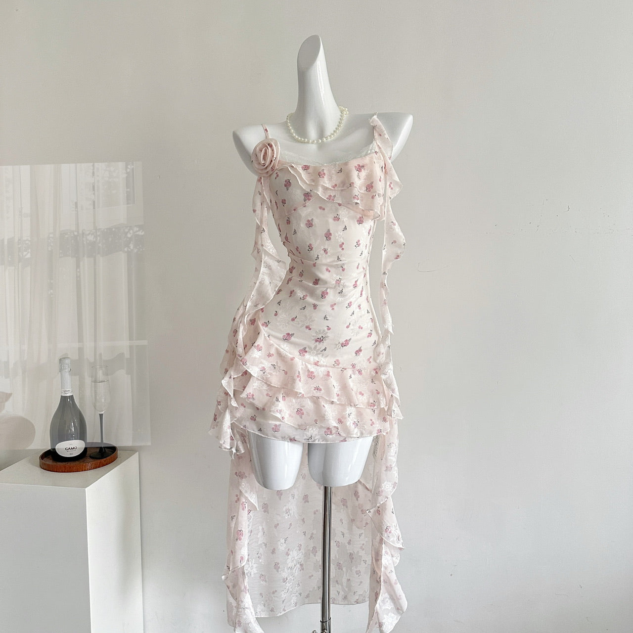 Summer sweet floral waist slim dress R2126