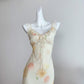 Summer French V-neck floral dress with slim waist and chiffon long skirt R2125