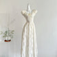 Jacquard French Puff Sleeve Waist Dress Long Dress A-Line Skirt R2120