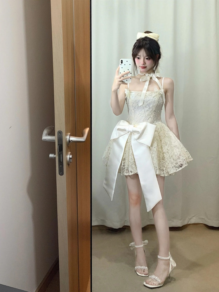 Tube Top Suspender Dress Summer Lace Waist Dress Princess Tutu Short Skirt Homecoming Dress R3015