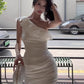 White ruffled dress women's summer slim fit hip skirt short skirt homecoming dress R3021