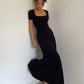 Summer French Square Neck Dress Slim Fit Short Sleeves Knee-Length Temperament Long Dress R3028
