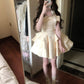 A-line dress with a sense of gold and a shoulder, satin waist, puffy dress, summer homecoming dress R3016