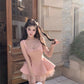Sweet temperament square collar pink dress female summer new style puffy princess dress homecoming dress R3014