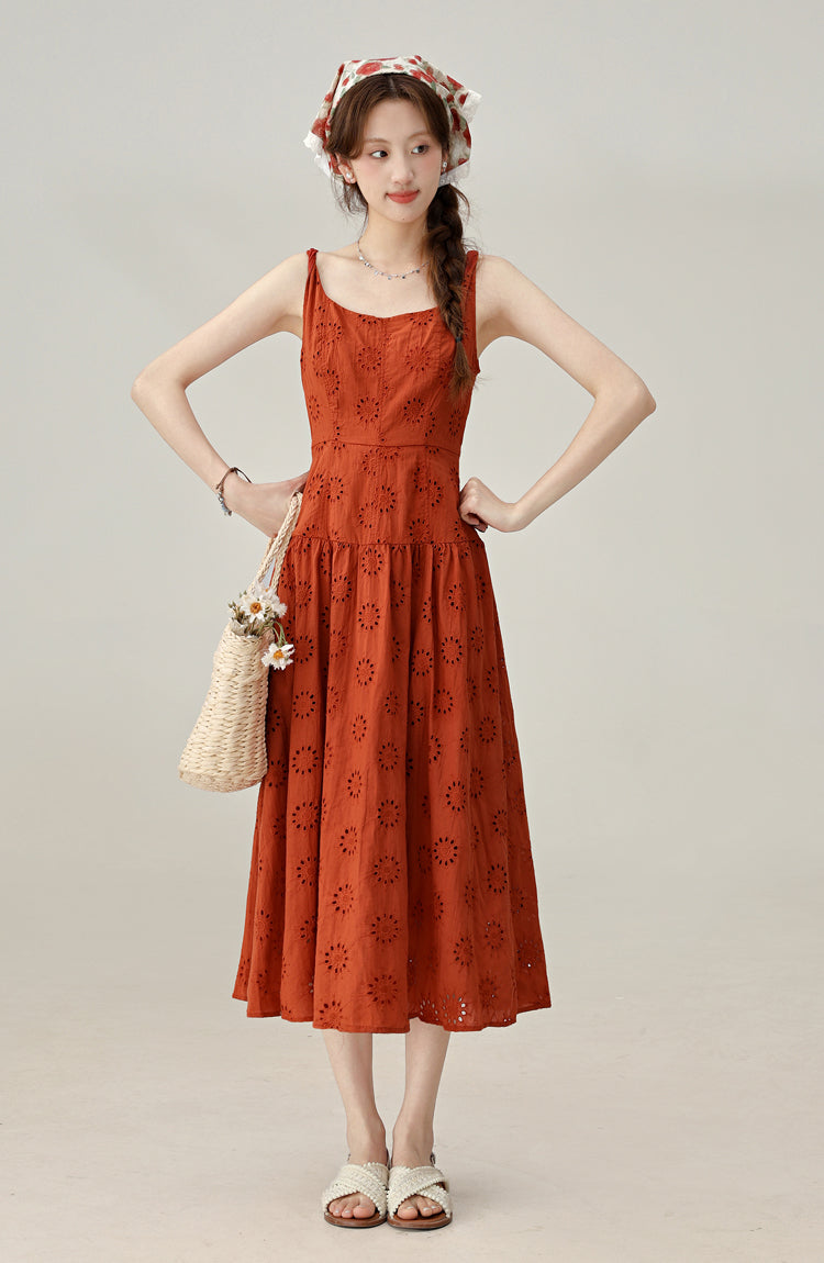 Beautiful red suspender dress for women 2025 new style waist a-line skirt R1952