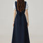 2025 Summer College Style Fake Two Piece Blue Dress Interview Dress R1956