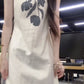 Simple and generous sleeveless dress niche linen print beautiful temperament long dress R0713
