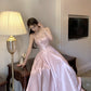 Square neck suspender dress sexy sleeveless vest waist slim fit high-end dress skirt R1482